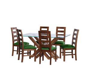 Juego De Comedor Merida 6 Sillas Granada  Tela Velvet Verde