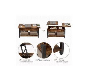 Mesa de Centro Elevable - Para Living, 110 x 49 x 48 cm, Marrón Oscuro