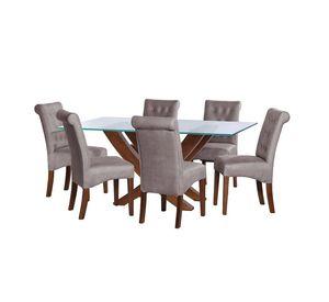 Juego De Comedor Alicante 6 Sillas Oviedo Cuero Kentucky Gris