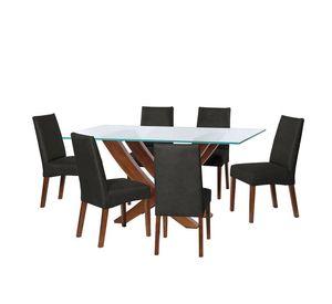 Juego De Comedor Alicante 6 Sillas Cadiz Cuero Kentucky Negro