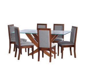 Juego De Comedor Alicante 6 Sillas Girona Tela Velvet Gris