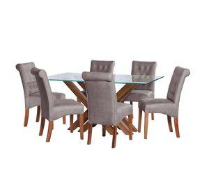 Juego De Comedor Merida 6 Sillas Oviedo Cuero Kentucky Gris