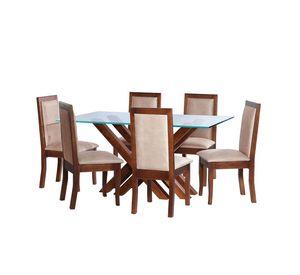 Juego De Comedor Merida 6 Sillas Girona Cuero Kentucky &nbsp;Beige