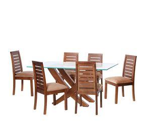 Juego De Comedor Alicante 6 Sillas Tenerife Tela Velvet Beige