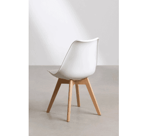 Comedor Mesa Tulip Wood Blanca Con 4 Sillas Tulip Acolchada Blancas