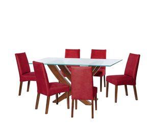 Juego De Comedor Alicante 6 Sillas Cadiz Cuero Kentucky Rojo
