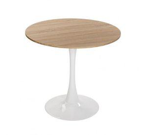 Comedor Mesa Tulip Wood Blanca Con 4 Sillas Tulip Acolchada Blancas
