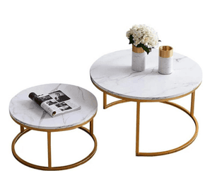 Mesa de Centro duo Elegance estilo marmol White and golden