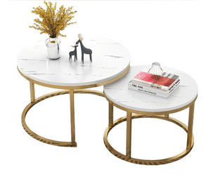 Mesa de Centro duo Elegance estilo marmol White and golden