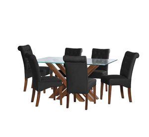 Juego De Comedor Merida 6 Sillas Oviedo Tela Velvet Negro