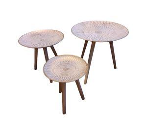 Set 3 Mesas Centro Nórdica Mandala Decorativa Redonda Jhn