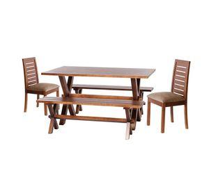 Juego De Comedor Sevilla 2 Sillas  Tenerife + 2 Bancas Tela Velvet Beige