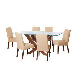 Juego De Comedor Alicante 6 Sillas Cadiz Lino Natural