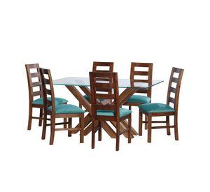 Juego De Comedor Merida 6 Sillas Granada  Tela Velvet Turquesa