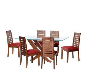 Juego De Comedor Alicante 6 Sillas Tenerife Cuero Kentucky Rojo
