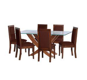 Juego De Comedor Alicante 6 Sillas Girona Pu Chocolate