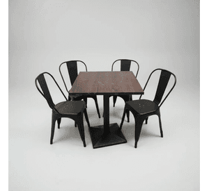Set Mesa 70x70cm + 4 Sillas Tolix Para Bares Y Restaurantes