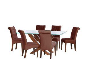 Juego De Comedor Alicante 6 Sillas Oviedo Tela Velvet Chocolate