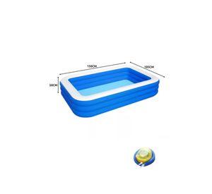 Piscina inflable rectangular + inflador 210x140x60 cm azul