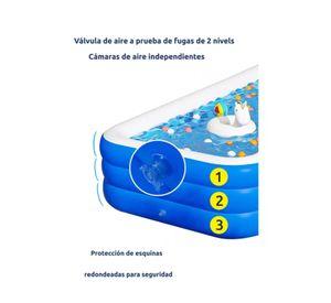 Piscina inflable rectangular + inflador 210x140x60 cm azul