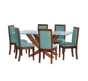Juego De Comedor Alicante 6 Sillas Girona Tela Velvet Turquesa