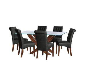 Juego De Comedor Alicante 6 Sillas Oviedo Cuero Kentucky Negro