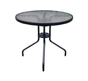 Mesa de Terraza de Vidrio y Acero Grande 70x80 cm Negro