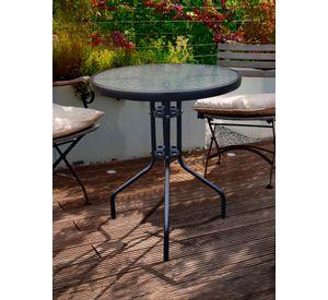 Mesa de Terraza de Vidrio y Acero Grande 70x80 cm Negro