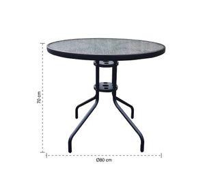 Mesa de Terraza de Vidrio y Acero Grande 70x80 cm Negro