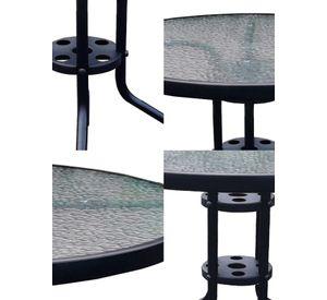 Mesa de Terraza de Vidrio y Acero Grande 70x80 cm Negro