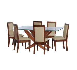 Juego De Comedor Alicante 6 Sillas Girona Pu Beige