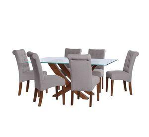 Juego De Comedor Alicante 6 Sillas Oviedo Lino Gris Claro