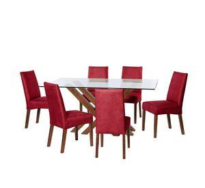 Juego De Comedor Merida 6 Sillas Cadiz Cuero Kentucky Rojo