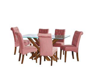 Juego De Comedor Merida 6 Sillas Oviedo Tela Velvet Palo Rosa