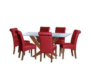 Juego De Comedor Alicante 6 Sillas Oviedo Pu Rojo