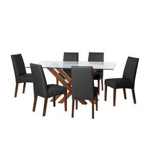 Juego De Comedor Merida 6 Sillas Cadiz Pu Negro