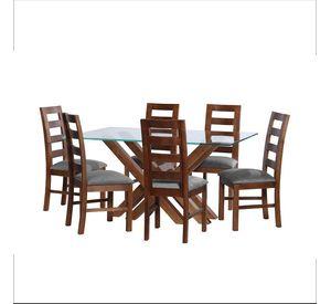 Juego De Comedor Merida 6 Sillas Granada  Tela Velvet Gris