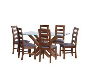 Juego De Comedor Merida 6 Sillas Granada Lino Gris Oscuro