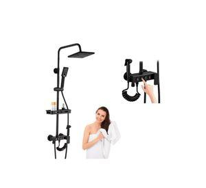 Ducha Columna Negra Push Boton Set 4 Funciones 3 Engranajes