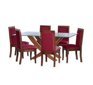 Juego De Comedor Alicante 6 Sillas Girona Tela Velvet Burdeo