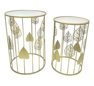 Set 2 Mesa Centro Auxiliar Diseño Botánico Decoración Jhn