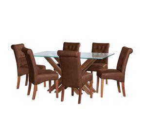 Juego De Comedor Merida 6 Sillas Oviedo Cuero Kentucky Cafe Moro