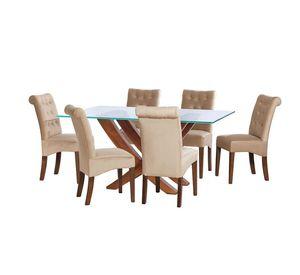 Juego De Comedor Alicante 6 Sillas Oviedo Tela Velvet Beige