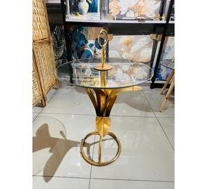 Mesa De Centro De Vidrio, Detalles Dorados