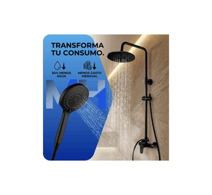 Columna De Ducha Monomando Circular Negro Matte Taumm Notte