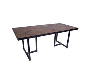 Mesa Comedor Darjan madera olmo y acero color negro.
