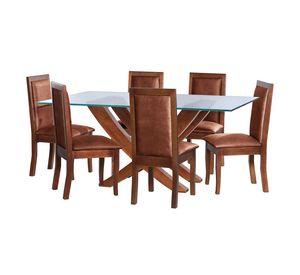 Juego De Comedor Alicante 6 Sillas Girona Cuero Kentucky Cafe Claro