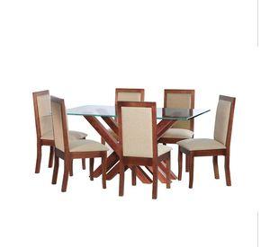Juego De Comedor Merida 6 Sillas Girona Lino Natural