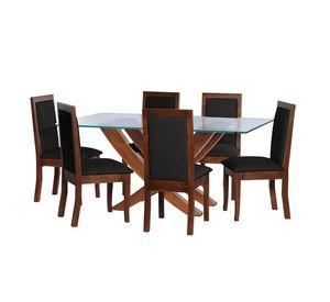 Juego De Comedor Alicante 6 Sillas Girona Pu Negro