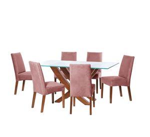 Juego De Comedor Alicante 6 Sillas Cadiz Tela Velvet Palo Rosa